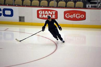 9:55 a.m. - Orpik doing some light skating before morning skate